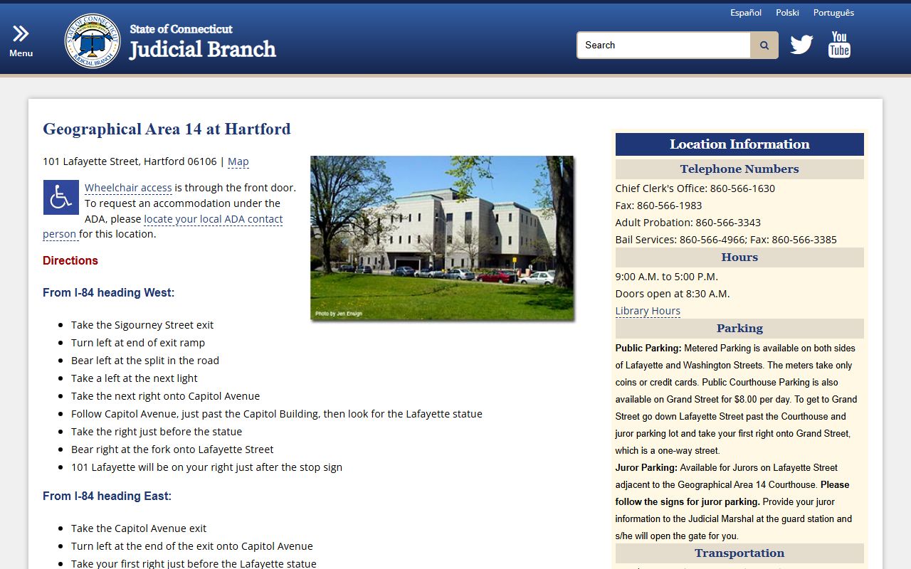 Hartford County G.A. 14 court for criminal docket records