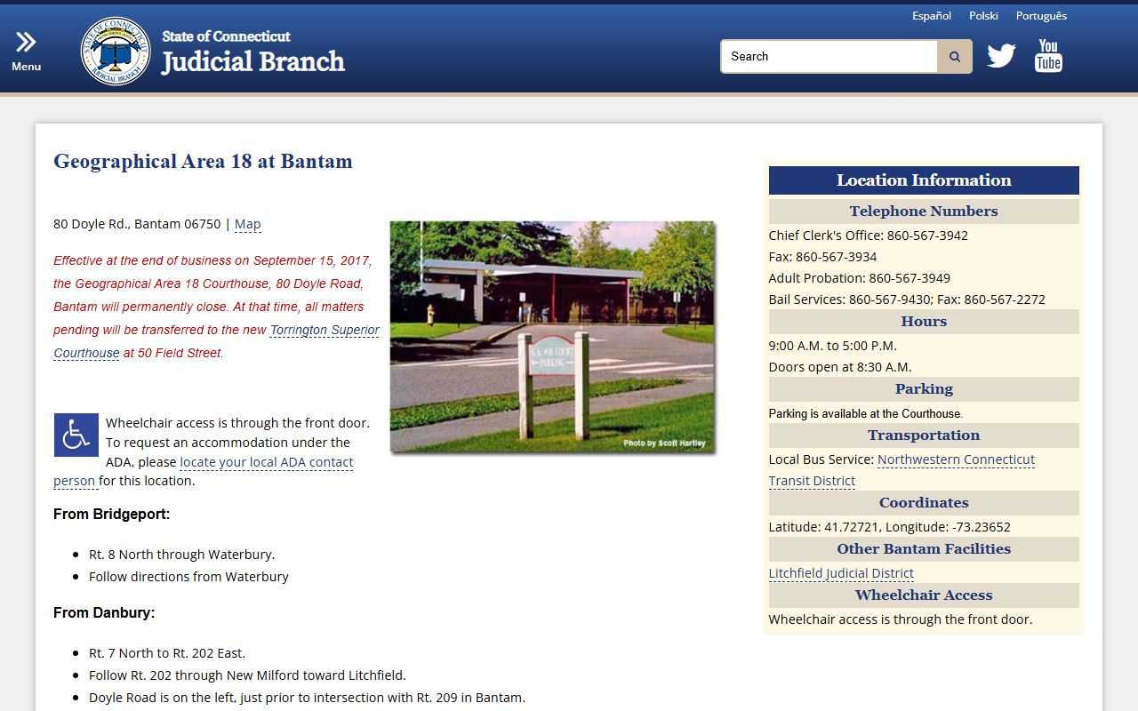 GA 18 Torrington court details for Litchfield County docket records