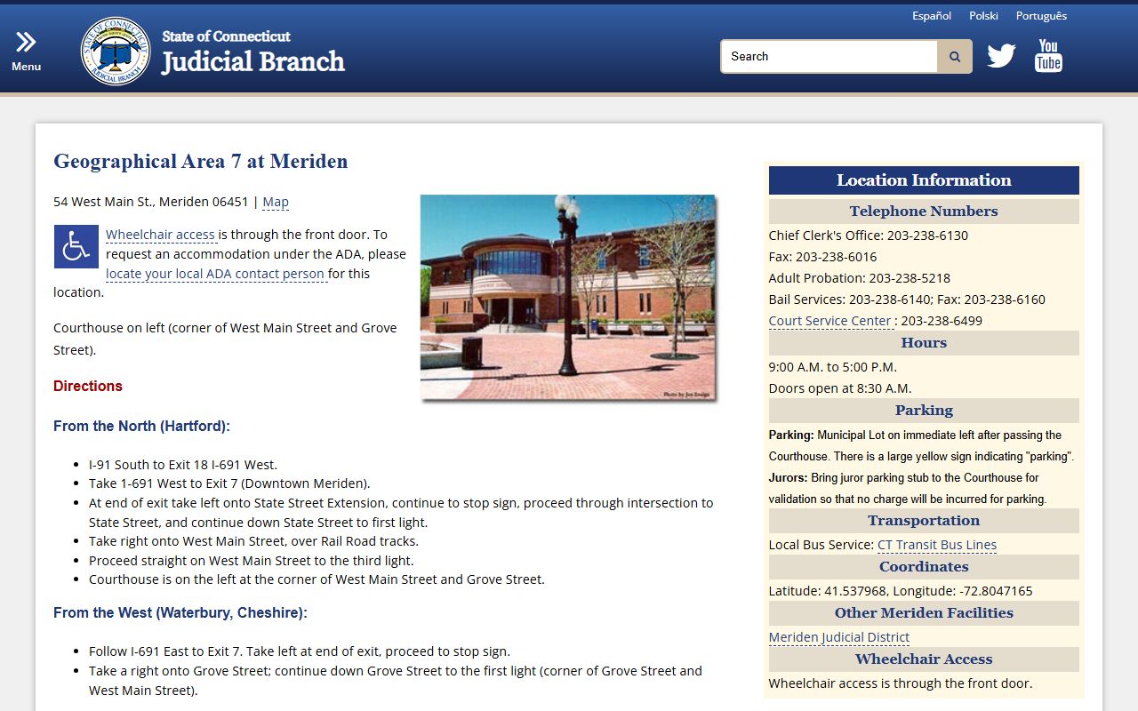 Middlesex County Judicial District courthouse directions for court docket records