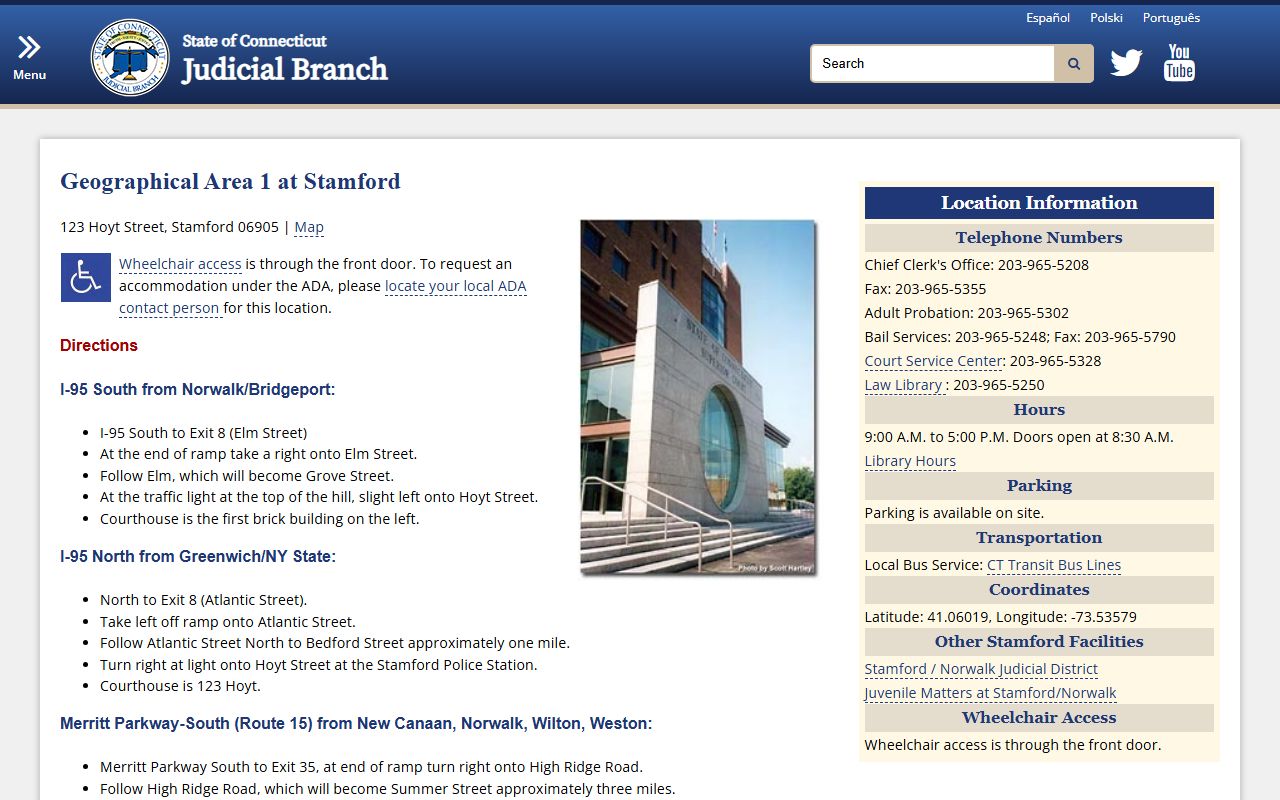 Ansonia-Milford Judicial District court docket office in New Haven County
