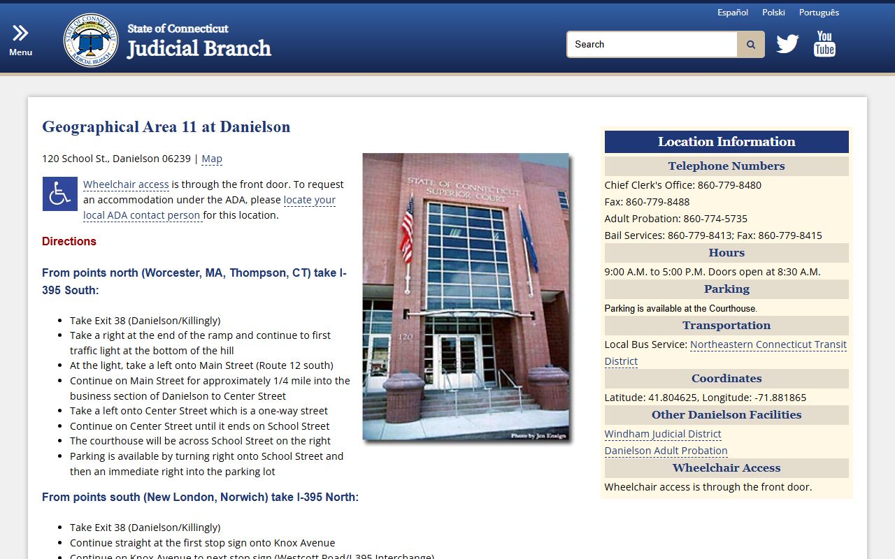 G.A. 11 courthouse for Windham County criminal docket records